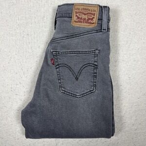 Levis Ribcage Straight Ankle Jeans Womens 25 Gray Medium Wash High Rise Stretch‎